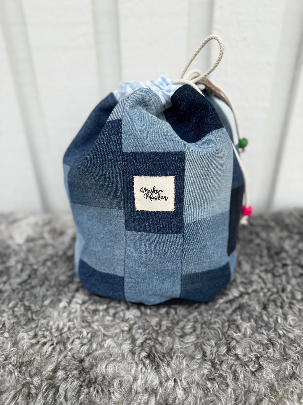 Projektpåse, stor, upcycled jeans, no 8