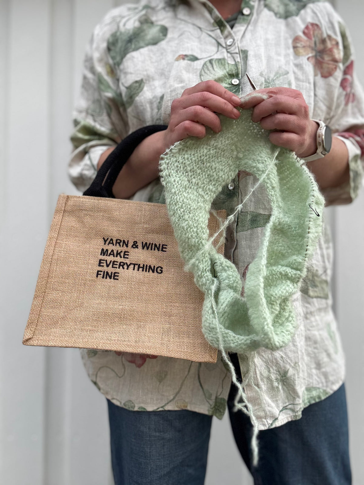 Väska, stor ”Yarn & wine…”