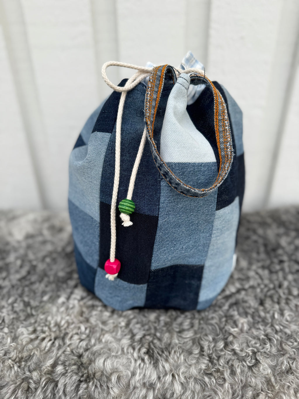Projektpåse, stor, upcycled jeans, no 8