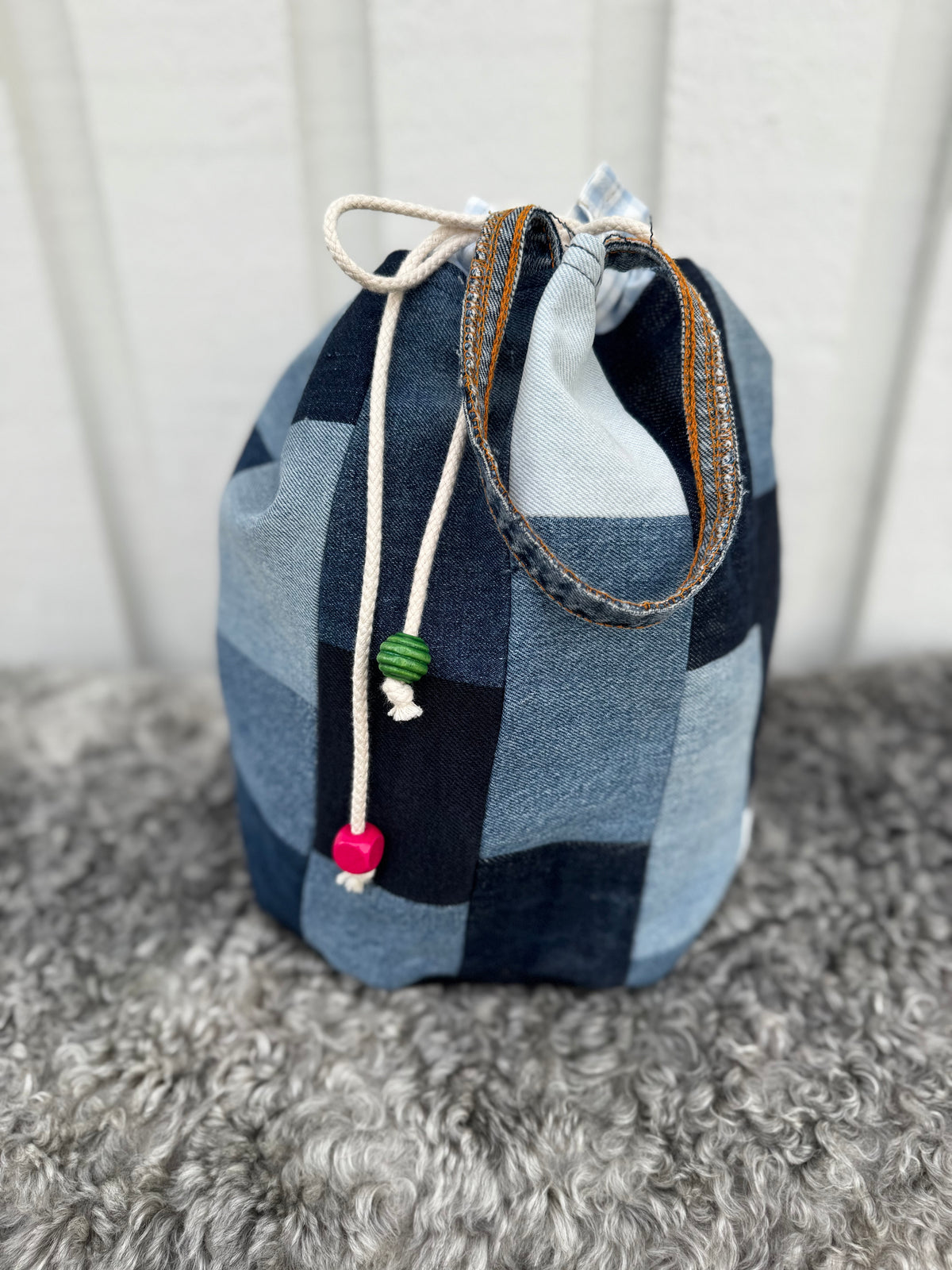 Projektpåse, stor, upcycled jeans, no 8