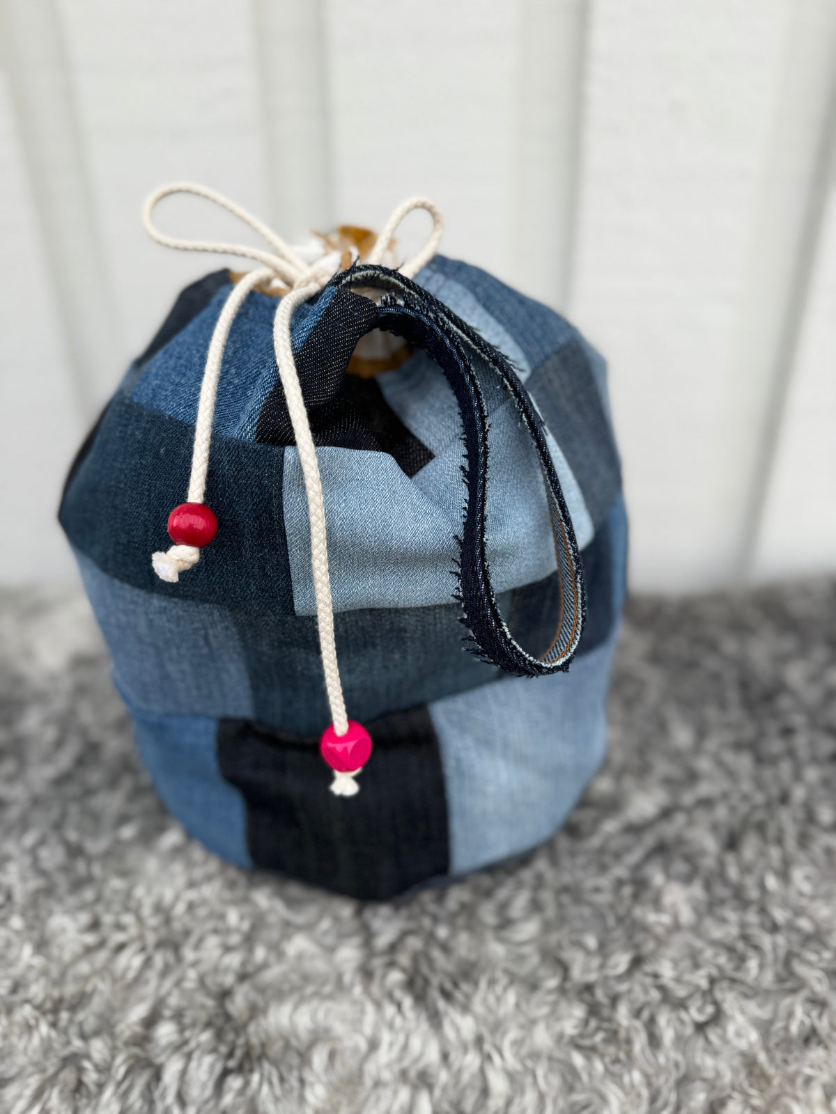 Projektpåse, stor, upcycled jeans, no 7