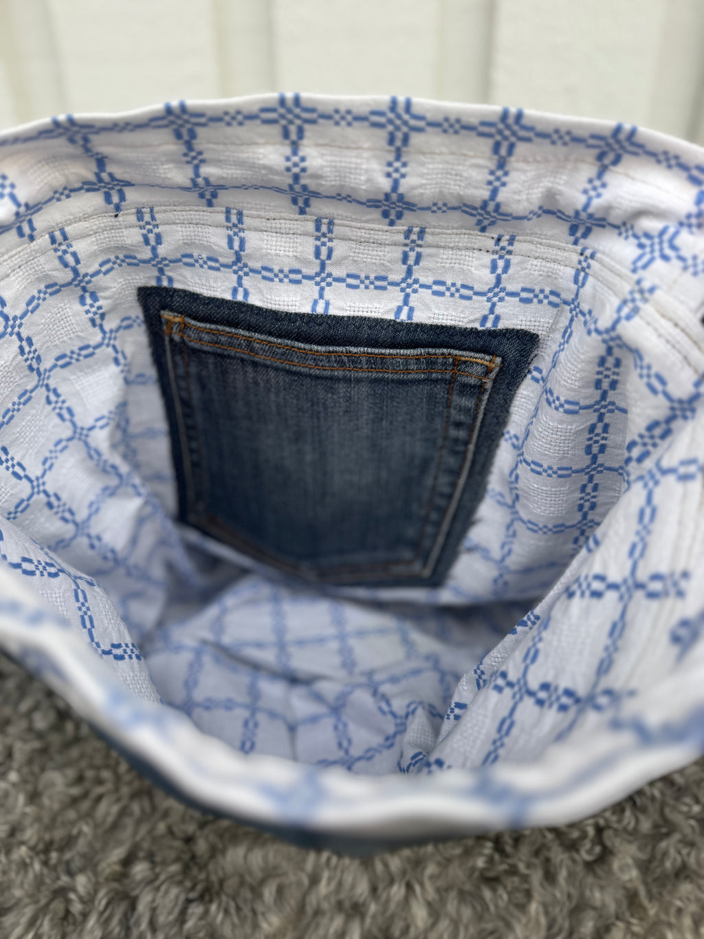 Projektpåse, stor, upcycled jeans, no 9