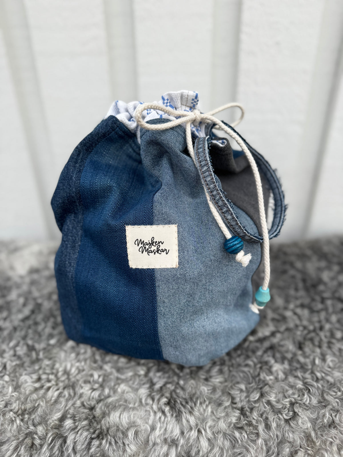 Projektpåse, stor, upcycled jeans, no 9