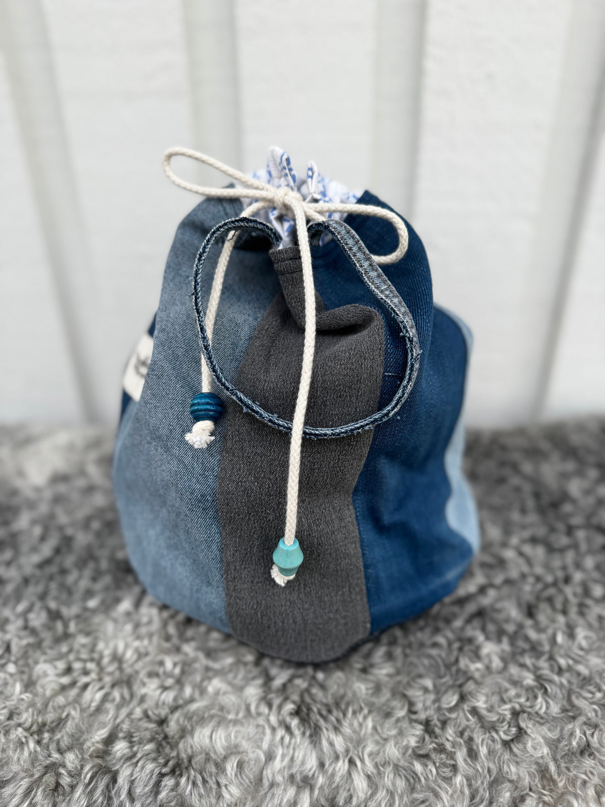 Projektpåse, stor, upcycled jeans, no 9