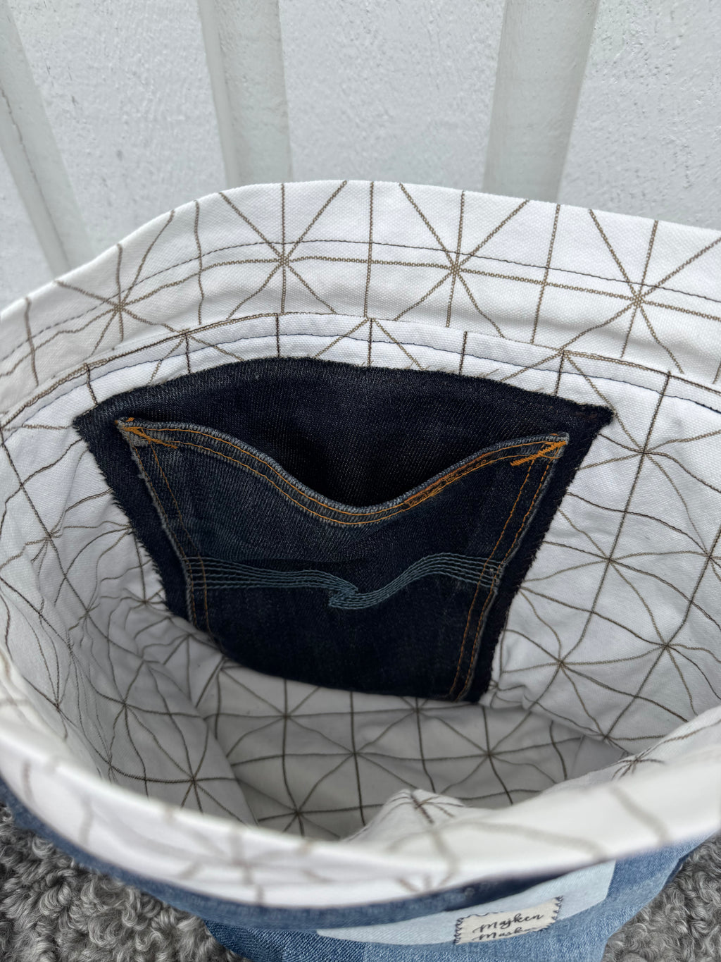 Projektpåse, stor, upcycled jeans, no 1