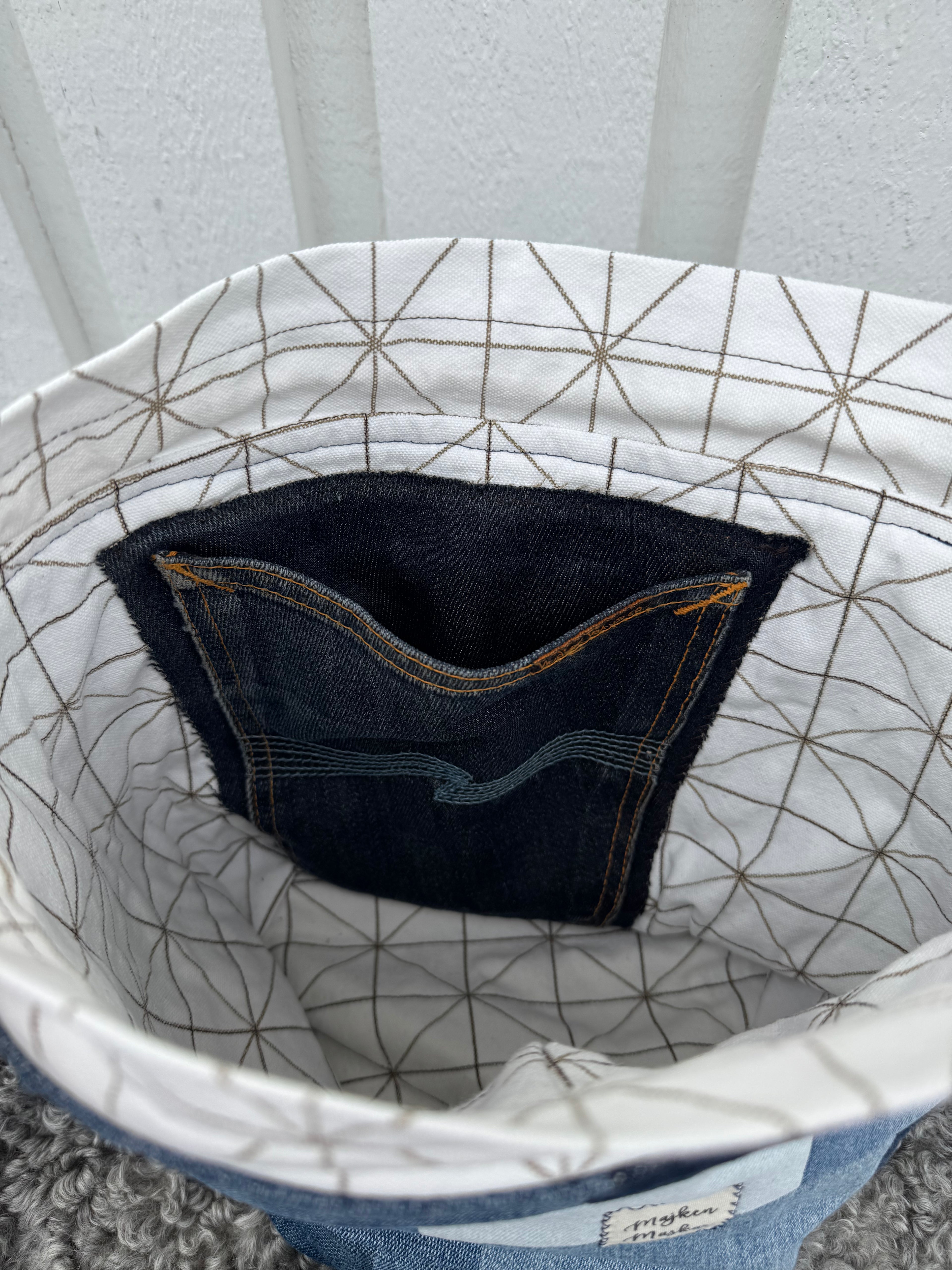Projektpåse, stor, upcycled jeans, no 1