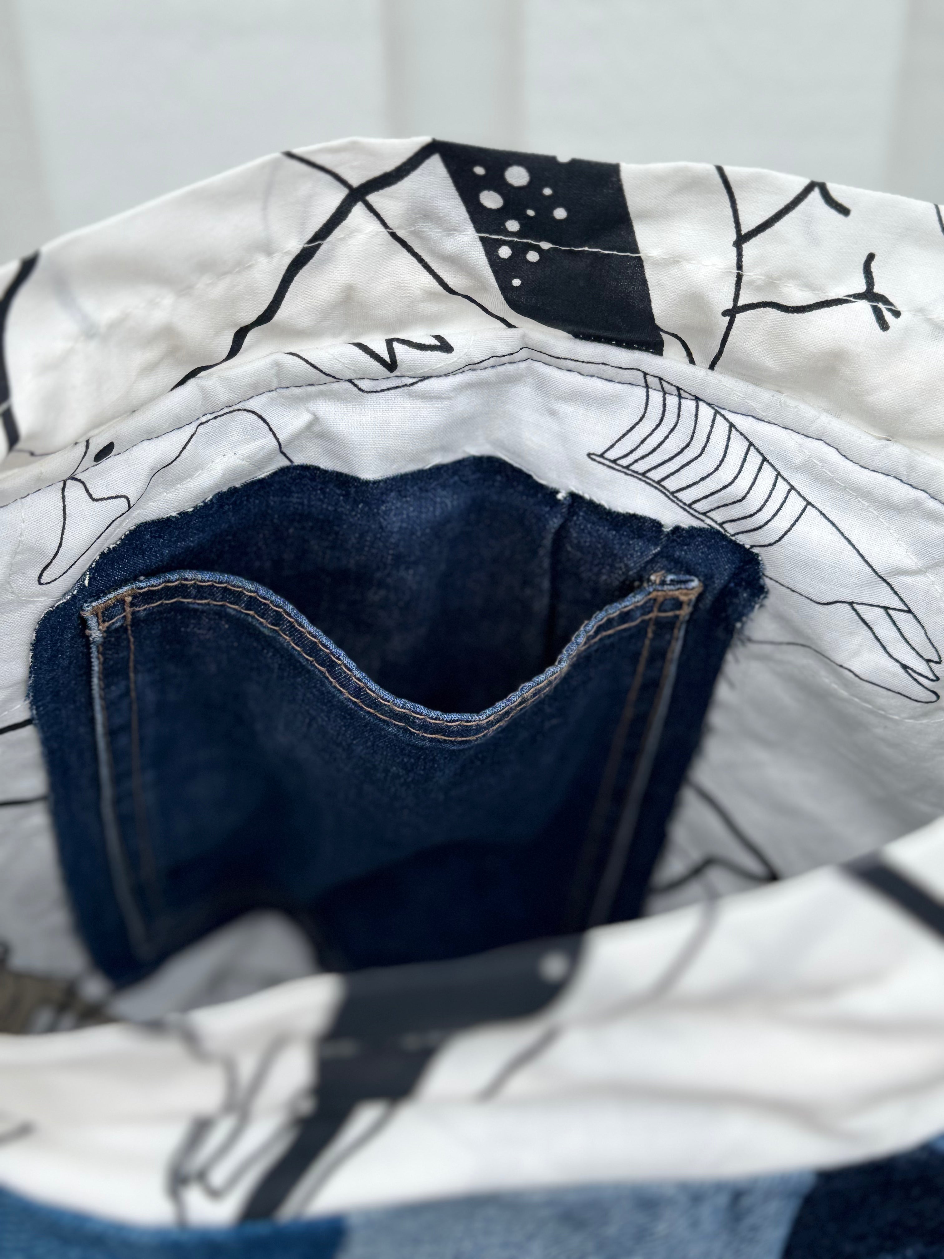 Projektpåse, stor, upcycled jeans, no 2