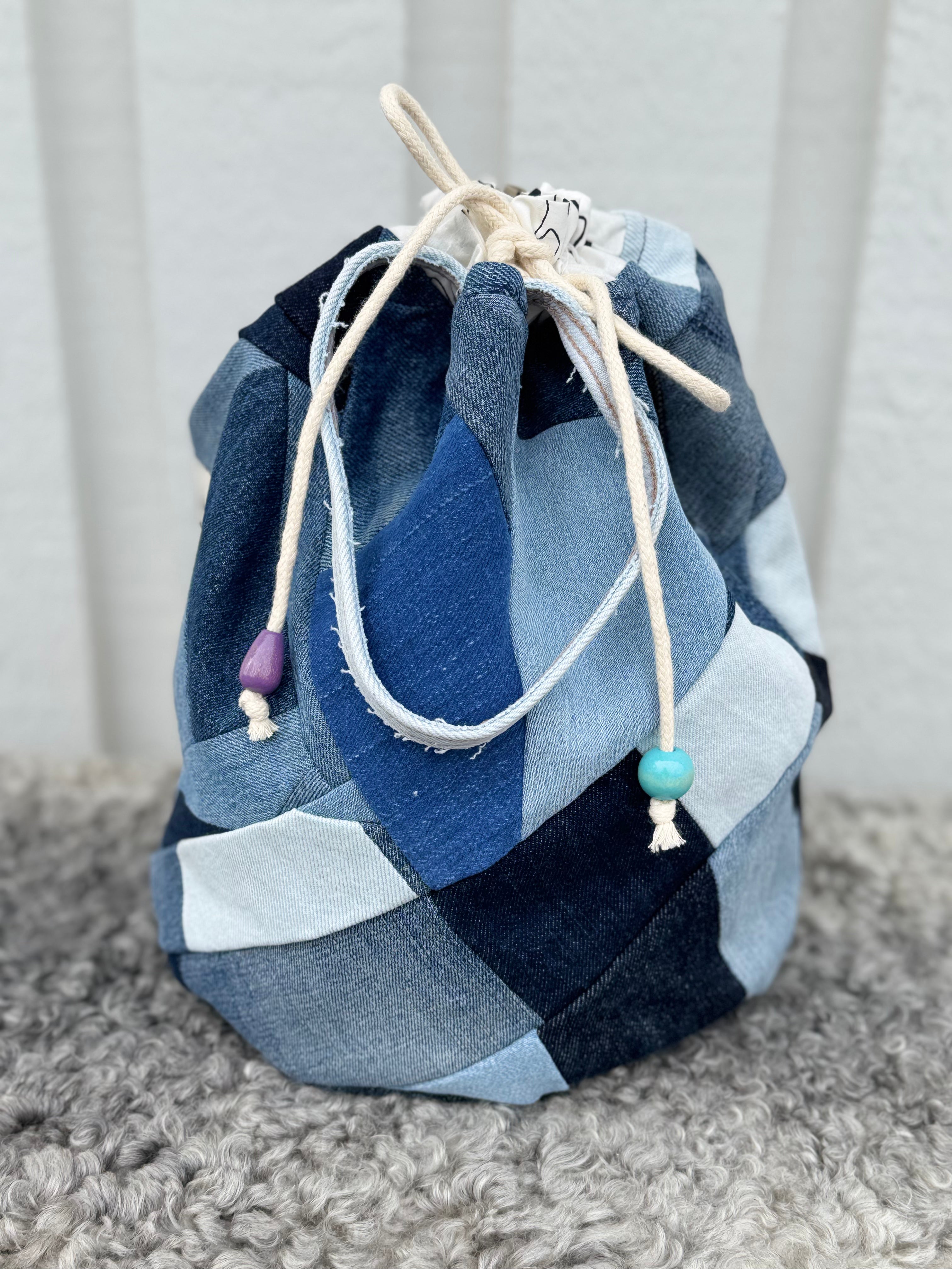 Projektpåse, stor, upcycled jeans, no 2