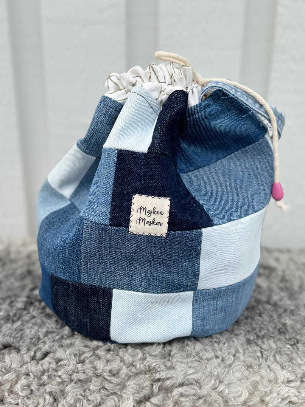 Projektpåse, stor, upcycled jeans, no 3