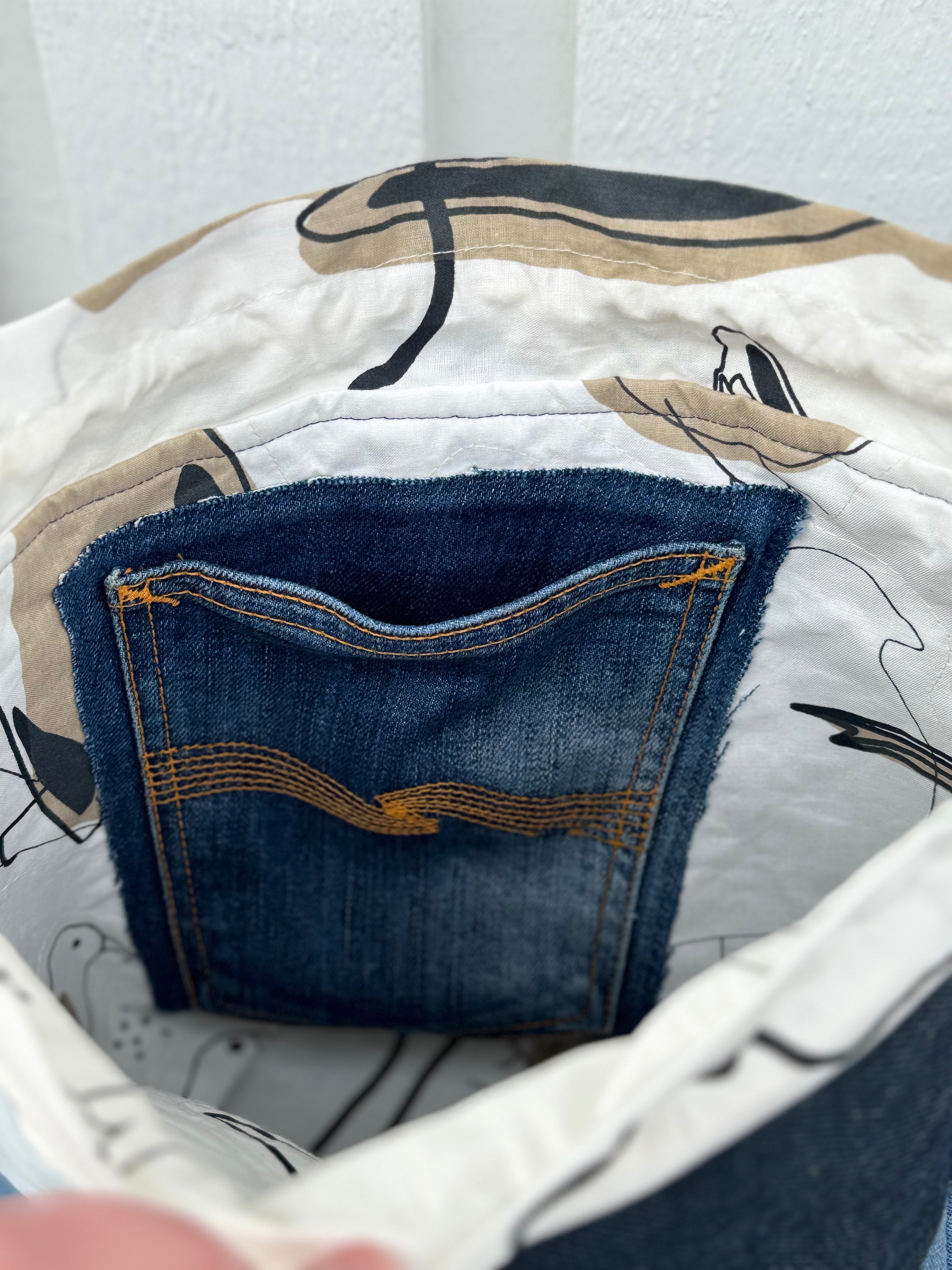 Projektpåse, stor, upcycled jeans, no 5