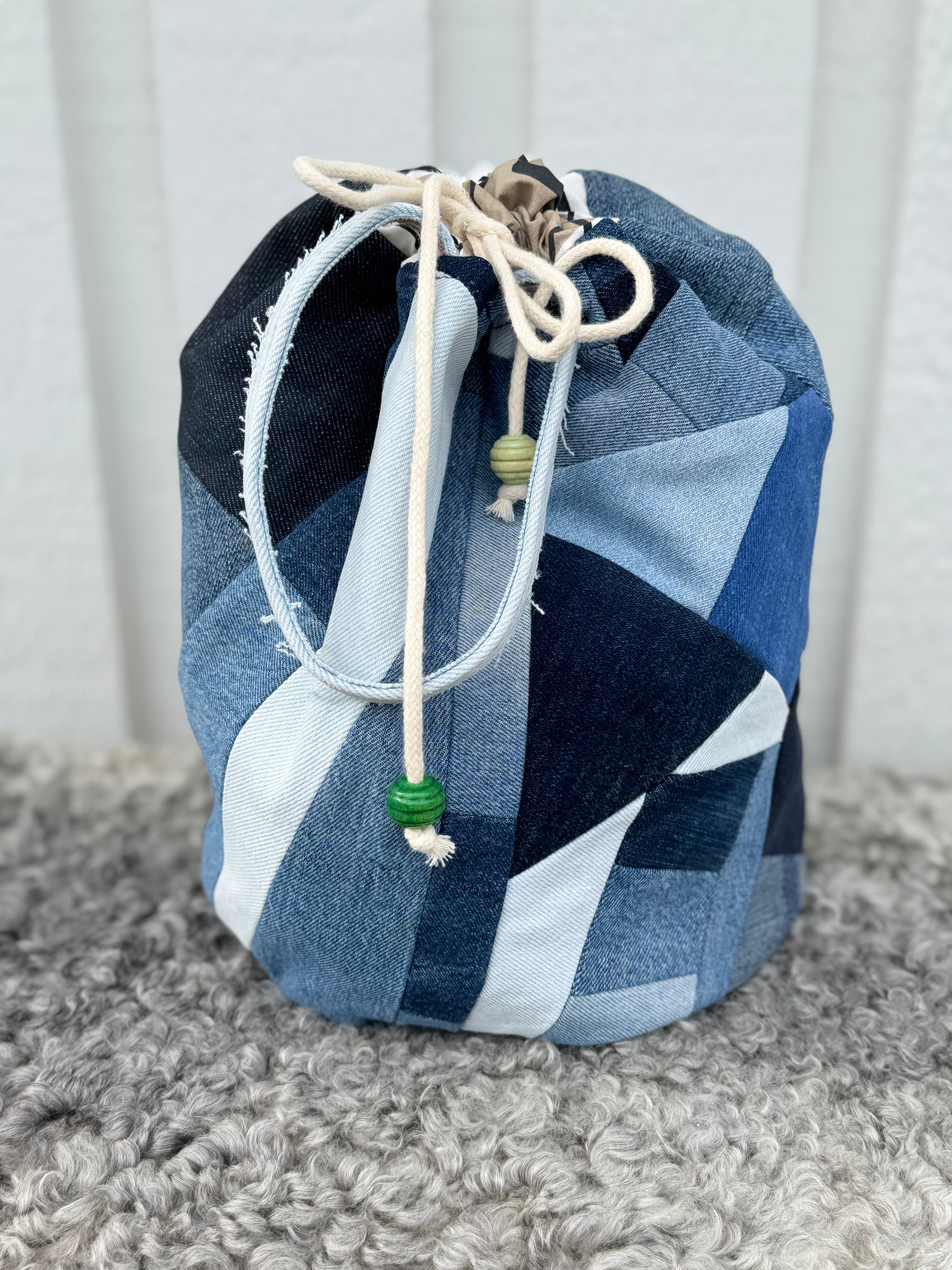 Projektpåse, stor, upcycled jeans, no 5