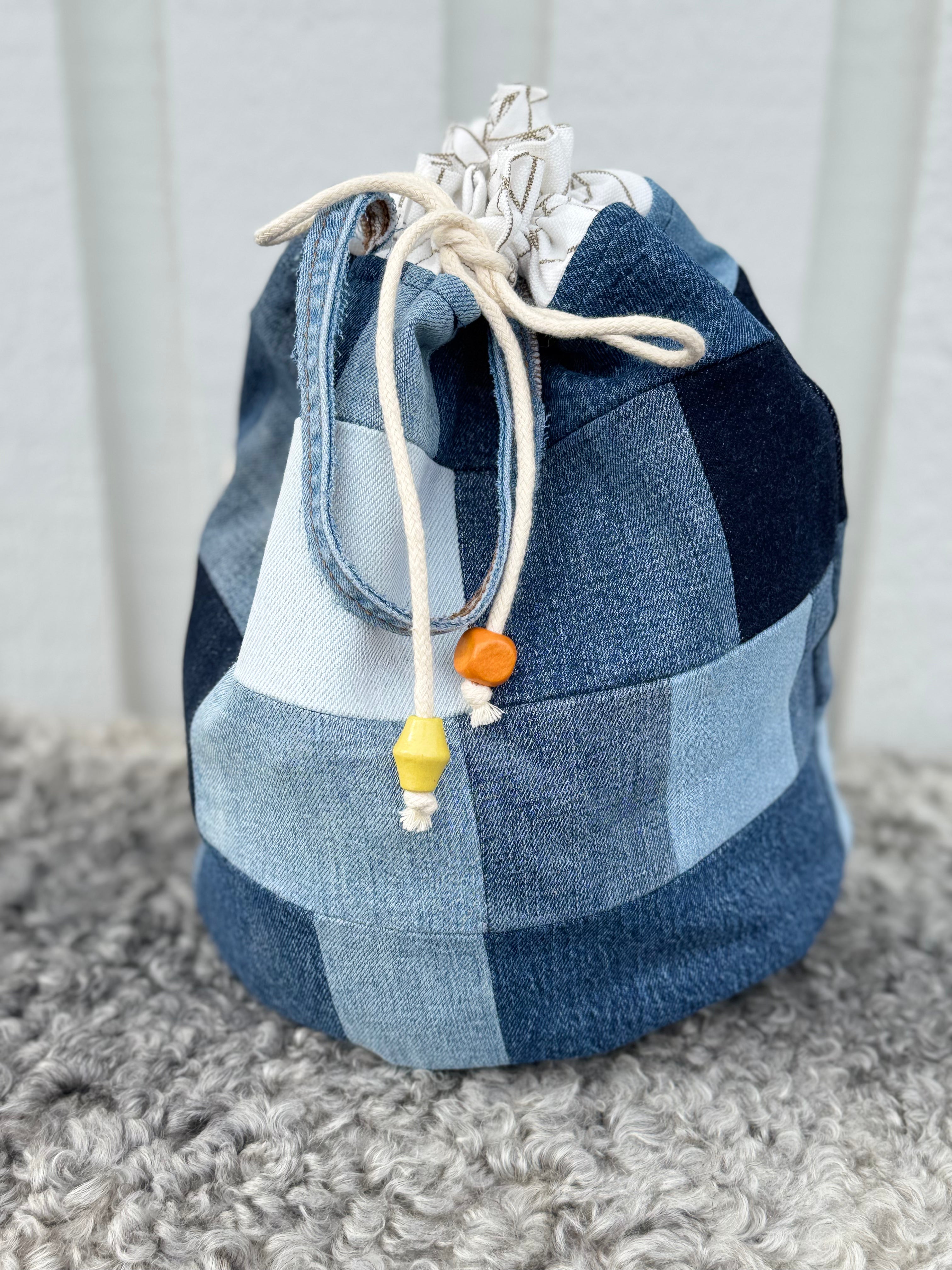 Projektpåse, stor, upcycled jeans, no 6