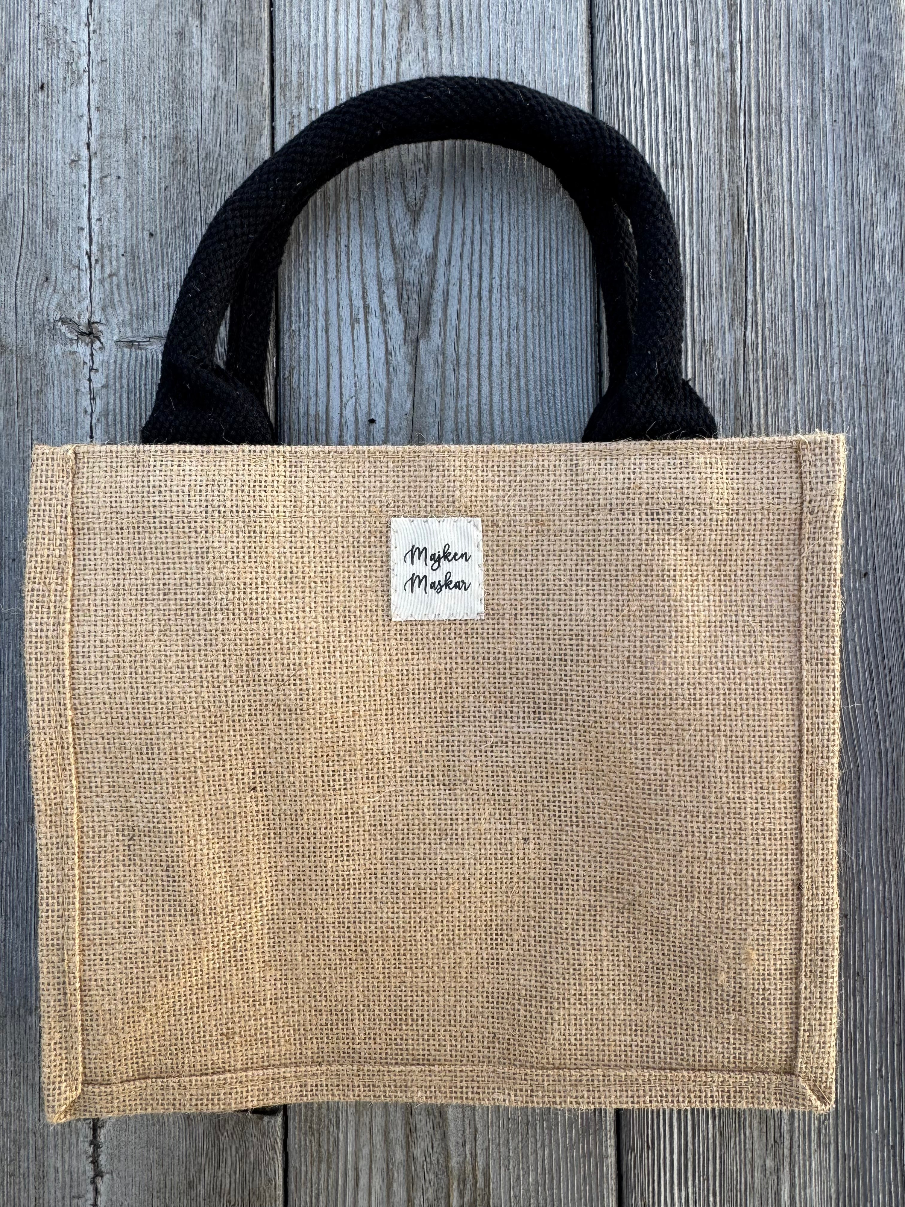 Väska, stor "Eat, knit, sleep, repeat."